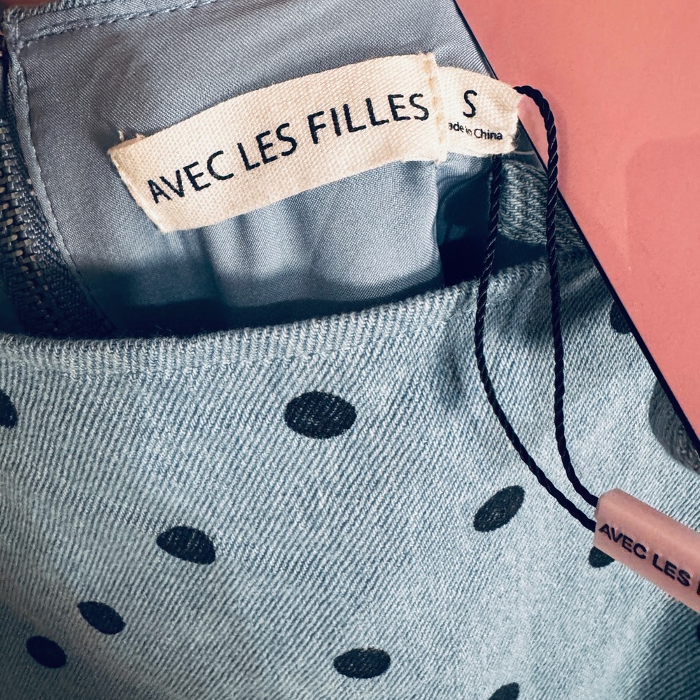 Avec Les Filles Polka Dot Denim Dress NWT Size Small - Picture 11 of 14